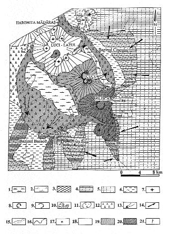 Figura 1 Schiþa paleogeograficã a ariei Harghita de