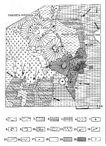 22 Figura 2 Schiþa paleogeograficã a ariei Harghita de