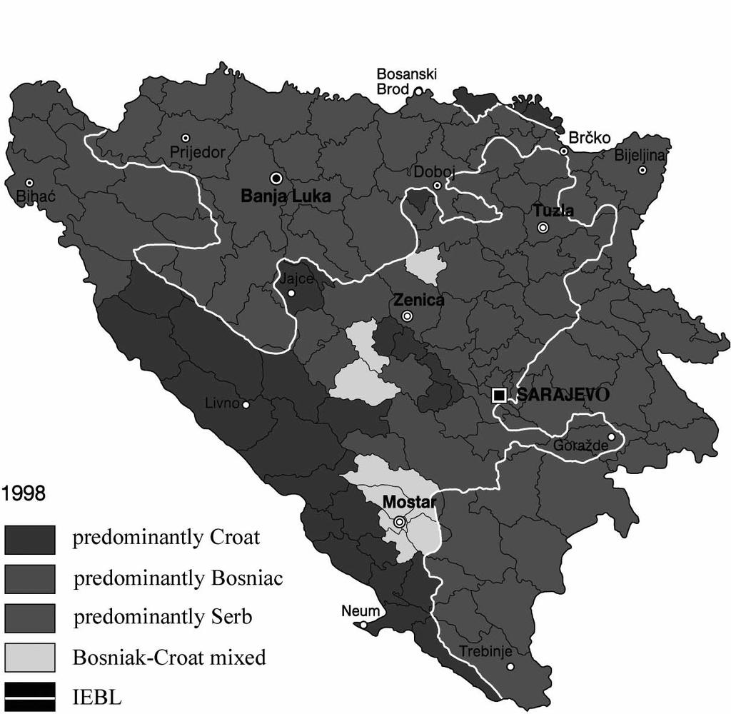 60 Hana Semanic b) Etnikai megoszlás 1998 előtt Livno Horvát dominancia Bosnyák dominancia Szerb dominancia Bosnyák horvát keveredés Brčko Körzet Forrás: <http://www.ohr.