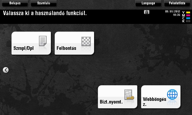 Összesen legfeljebb 23 gomb helyezhető el a két, átkapcsolható főmenü