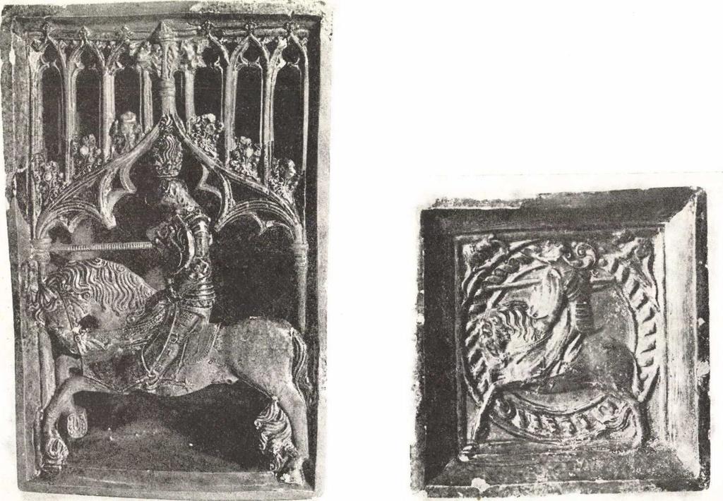 A Lovagalakos kályha csempéje, Buda, 1454 57 23. kép. Lovagalak medalionban.