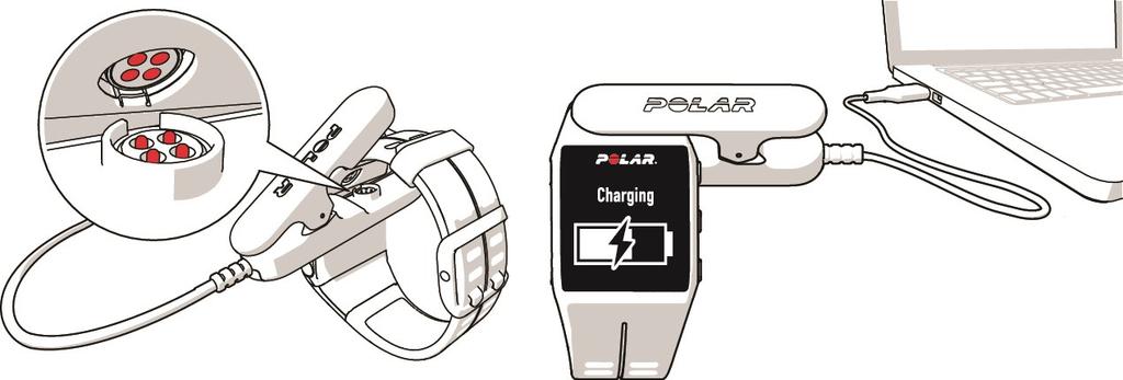 4. Amikor a V800 teljesen feltöltődött, Charging completed (a töltés befejeződött) felirat jelenik meg a kijelzőn.