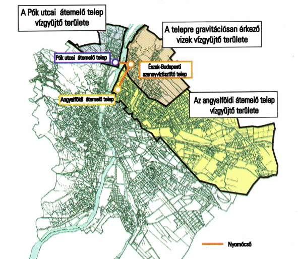 Water catchment area of North Budapest Wastewater Treatment Plant Az Észak-pesti