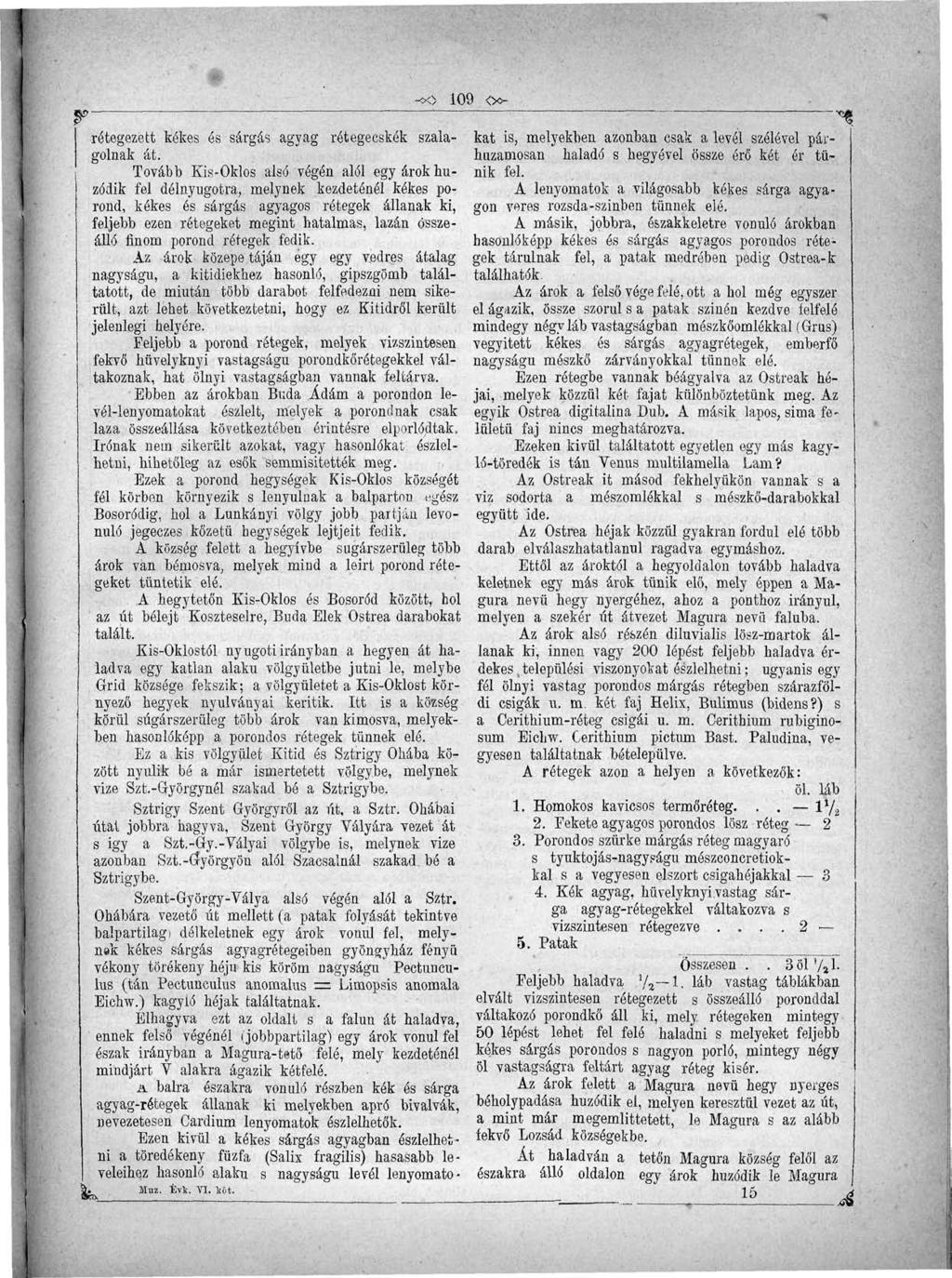 -x> 109 <x> rétegezett kékes és sárgás agyag rótegecskék szalagolnak át.