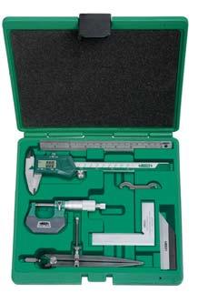 méréstartománya 0-150 mm/0-6, felbontása 0,01 mm/0,0005 (kód: 1108-150W) 2)Külső mikrométer, méréstartománya: 0-25 mm, felbontás: 0,01 mm (kód: 3201-25A) 3)90º lesarkított élű négyzet, 100x70 mm,