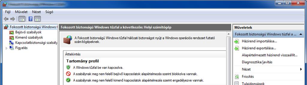 majd [A tűzfal állapotának ellenőrzése] lehetőségre.