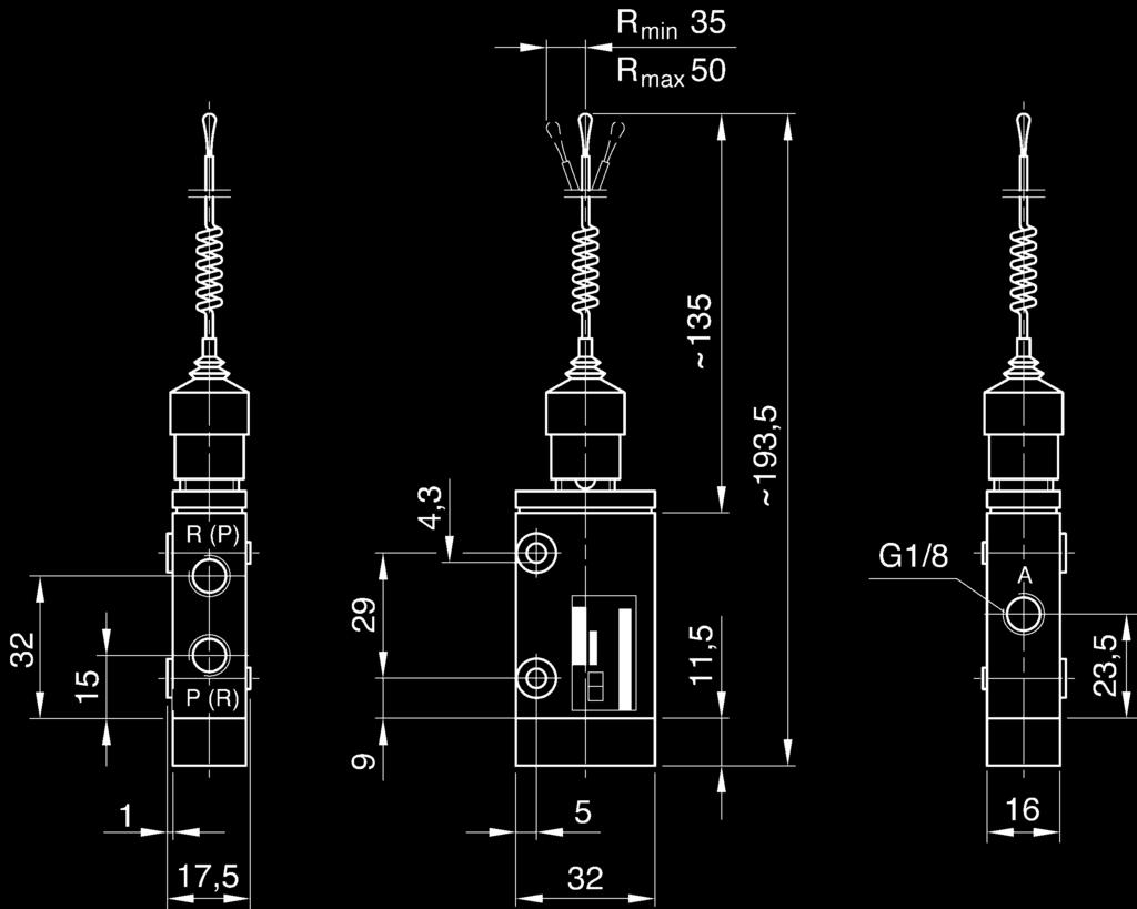 12 Bosch Rexroth AG Pneumatics 3/2 szelep, sorozat ST Qn = 280 l/min, Menetes csatlakozás G1/8, külső elővezérléssel 0820402023 Az összes működtetési