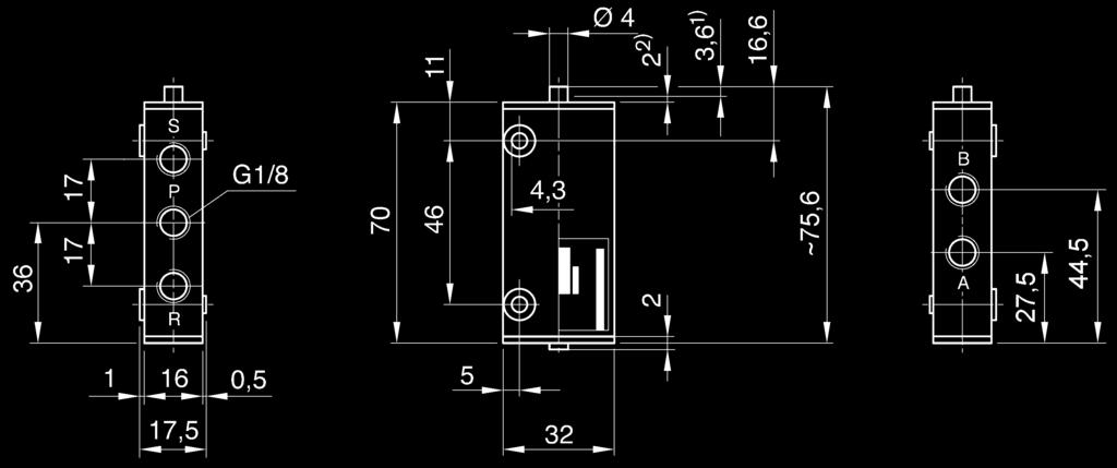 Bosch Rexroth AG Pneumatics 15 5/2 szelep, sorozat ST Qn = 280 l/min, Menetes csatlakozás G1/8 0820403001 Az összes működtetési módra az alapszelep