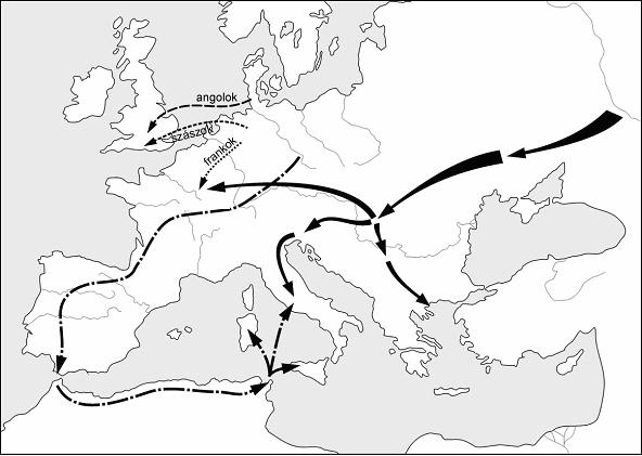 I. EJERCICIOS DE RESPUESTA CORTA 1. El ejercicio está relacionado con la migración de pueblos. Solucione el ejercicio con la ayuda de la fuente y del Atlas Histórico.