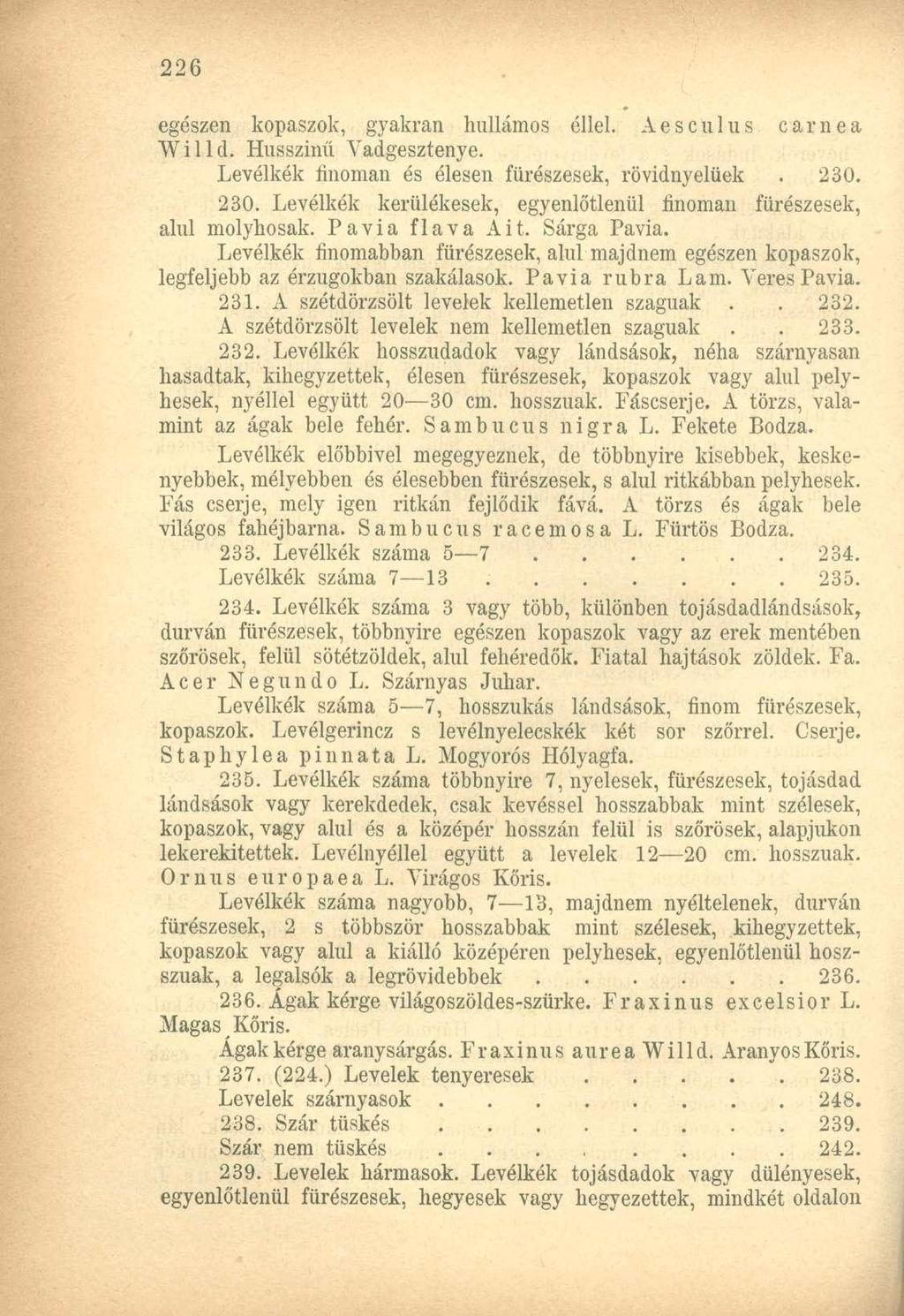 egészen kopaszok, gyakran hullámos éllel. Aesculus carnea Willd. Hússzínű Vadgesztenye. Levélkék finoman és élesen fürészesek, rövidnyelüek. 230.