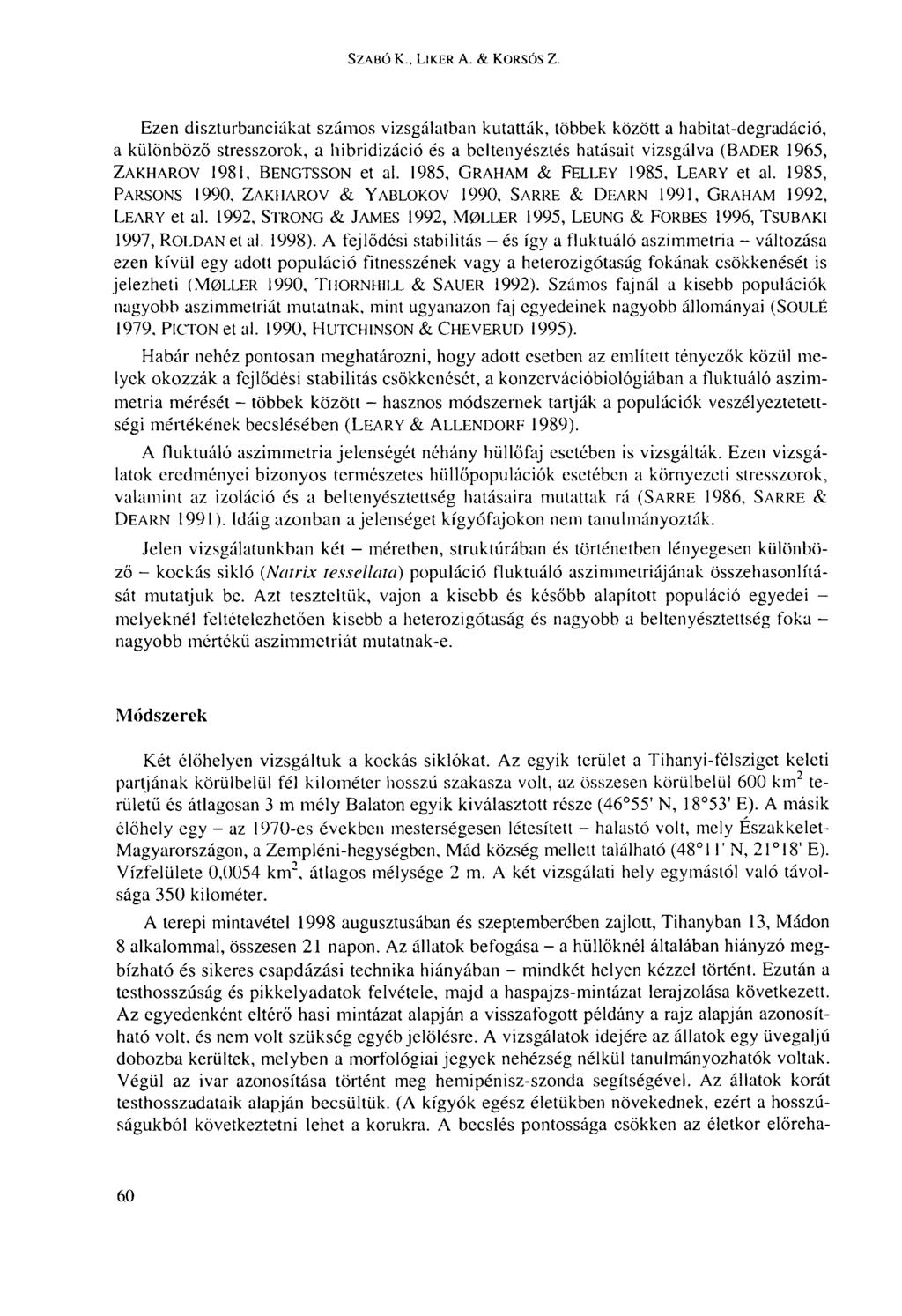 SZABÓ К.. LIKER А. & KORSÓS Z.