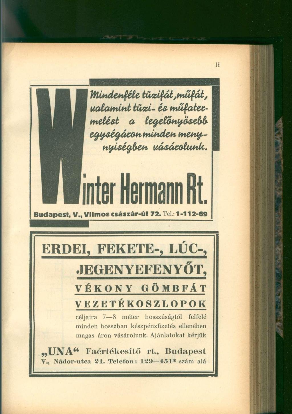 Ii mude^éí^ tivzl{át,tníí{át, eqy&étyác&rr mindent metty,- Budapest, V., Vilmos császár-út 72.