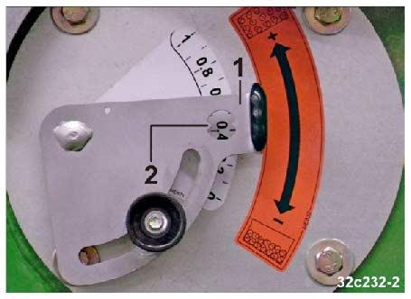 59 ábra Az örvénycsatorna kialakulásához szükséges levegőmennyiséget a légterelő lemez állítókarjával (60 ábra/1) állítsa be.