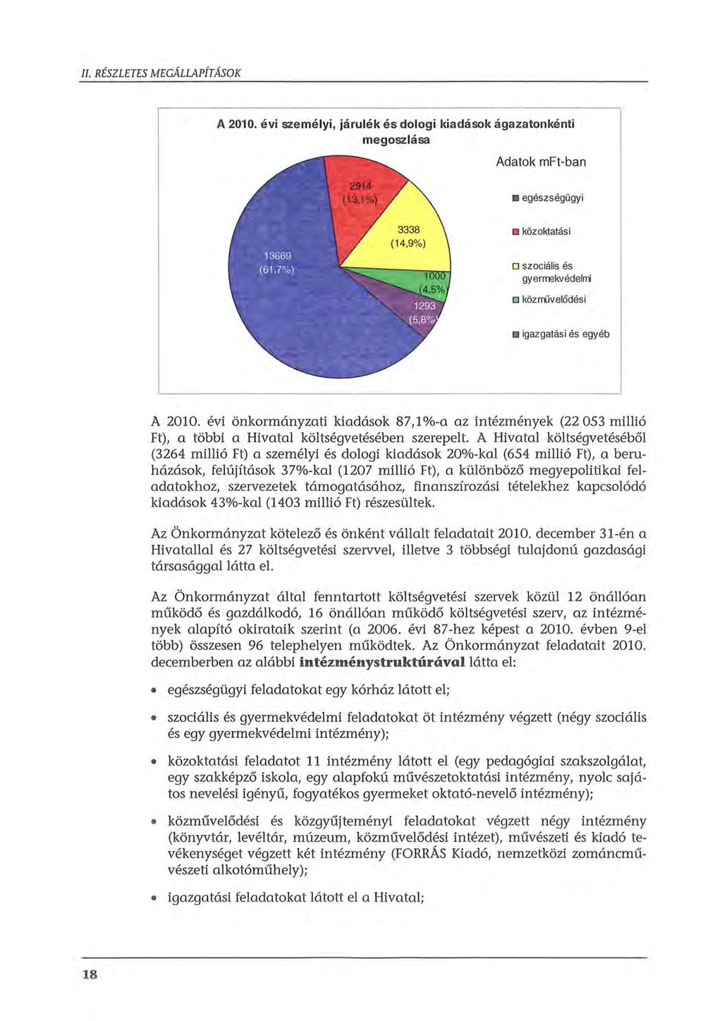 II. RÉSZLETES MEGÁLLAPÍTÁSOK A 2010.