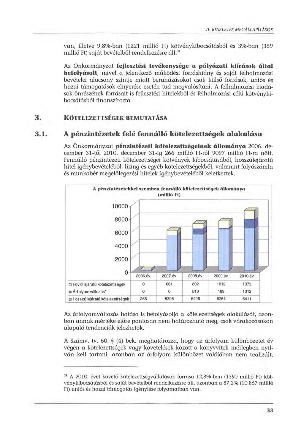 II. RÉSZLETES MEGÁLLAPÍTÁSOK van, illetve 9,8%-ban (1221 millió Ft) kötvénykibcsátásból és 3/-ban (369 millió Ft) saját bevételből rendelkezésre áll.