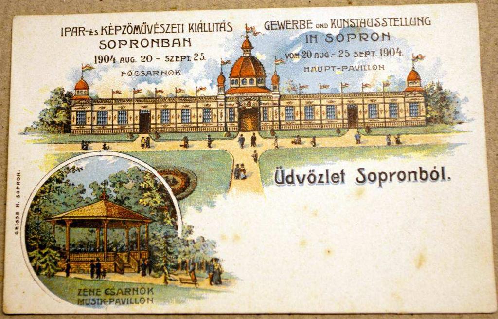A soproni Erzsébet-kert története 16. ábra: Képeslap az 1904-es kiállításról (Levéltár Sopron) 1942-ben a Földművelésügyi Minisztérium 94.095/1942 sz.