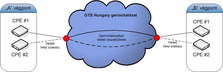 A gerinchálózatban szintén tartalékolt áramkörként kerül kiépítésre. A szolgáltatás átadási pontja az előfizető telephelyén elhelyezett berendezések megrendelő lapon szereplő interfészei.