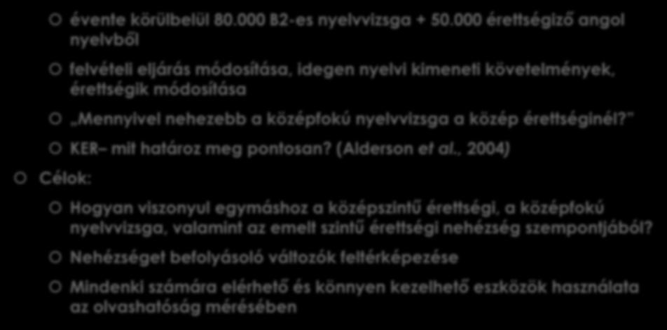 Bevezetés évente körülbelül 80.000 B2-es nyelvvizsga + 50.
