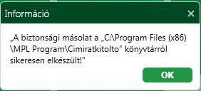 Oldal: 28 / 90 32. ábra: Biztonsági másolat készítése - információ 5.
