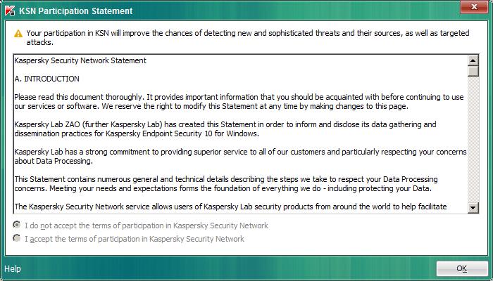 A Kaspersky Security Network kliensekre vonatkozó