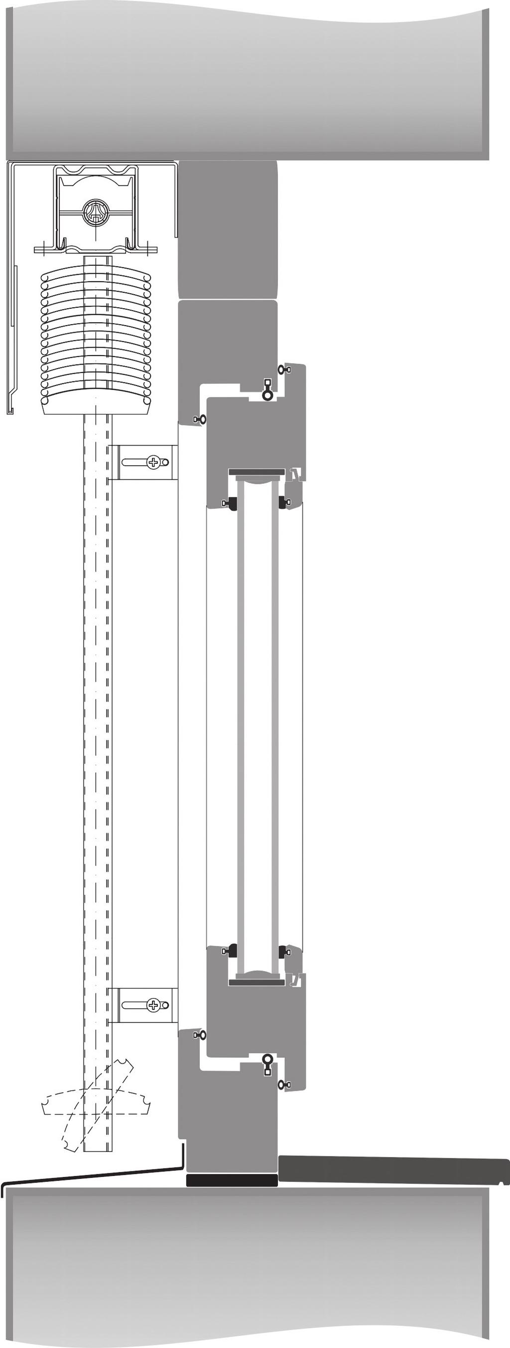 AR-G80 vezetősínes kivitel AR-G80 zsaluzia vezetősínes kivitel metszet Védőtető magassága (minimum 10 mm) min.