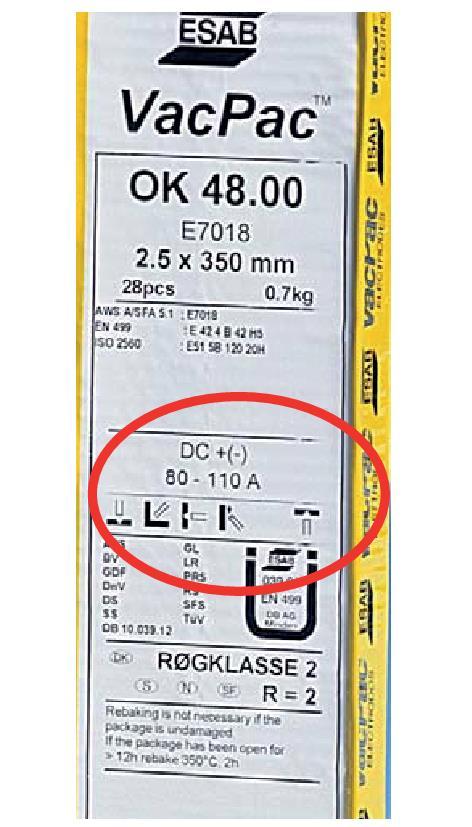 5 ÜZEMELTETÉS 5.5.6 Elektróda kiválasztása Az elektróda átmérőjét a munkadarab vastagsága, a hegesztési pozíció, a varrat típusa, a hegesztési réteg stb. alapján kell megválasztani.