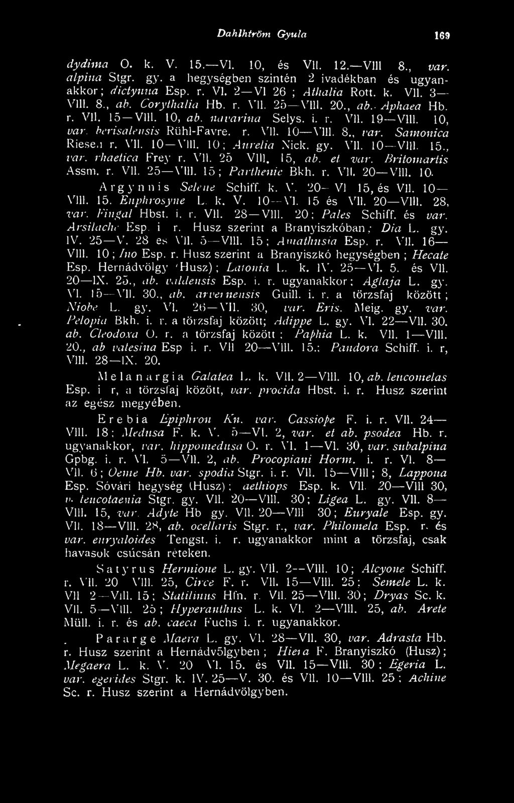 Húsz szerint a Branyiszkóban ; Dia L. gy. IV. 25 V. 28 es Vll. 5 Vlll. 15; Ámathusui Esp. r. Vll. 16 Vlll. 10 ; Ino Esp. r. Húsz szerint a Branyiszkó hegységben ; Hecate Esp.