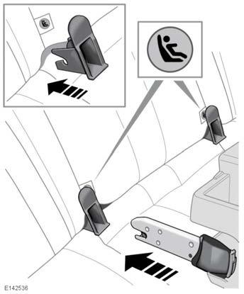 Gyermekek biztonsága ISOFIX RÖGZÍTÉSI PONTOK Ne próbáljon ISOFIX gyermekülést a középső hátsó ülésre beszerelni.