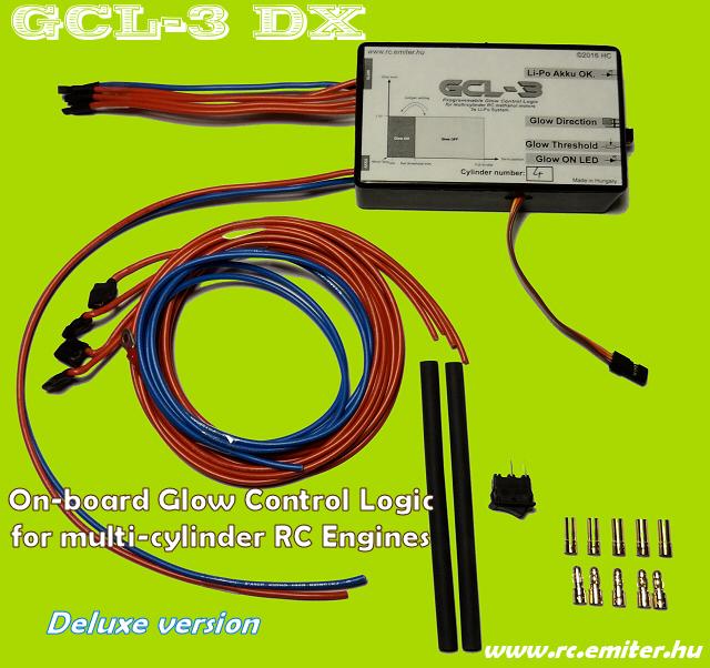 GCL-3 DX Fedélzeti izzító elektronika többhengeres motorokhoz A GCL-3 DX fedélzeti izzító elektronika 2-3- 4- hengeres, metilalkoholos RC modellmotorok, programozott, fedélzeti izzítására lett