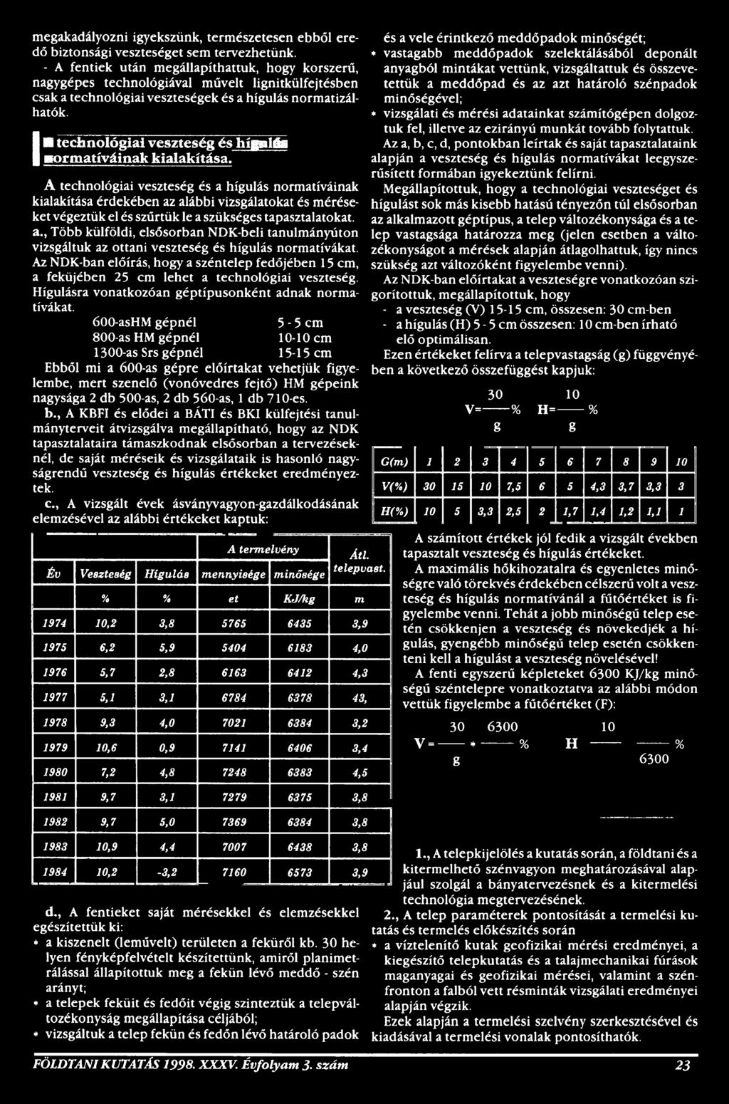 , Több külföldi, elsősorban NDK-beli tanulmányúton vizsgáltuk az ottani veszteség és hígulás normatívákat.