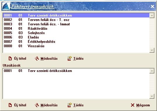 kiválasztott eseményhez milyen tételes könyvelést hajtson végre.