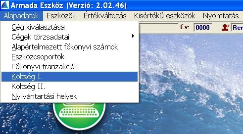Költség I., költség II. Valamennyi eszköz besorolható költségekre (projektekre, munkaszámokra).