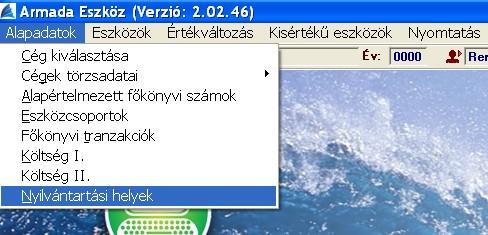 Nyilvántartási helyek A 'Kis értékű eszközök' nyilvántartási helyekre való besorolásához