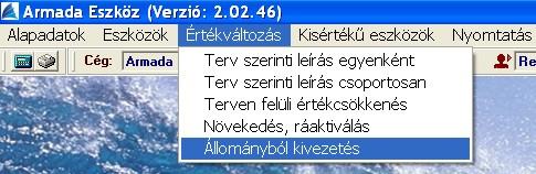 Szintén a kiválasztást követően végezheti el a selejtezés, eladás értékének megadását.