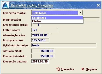 beírásával lehet a kivezetést elvégezni.