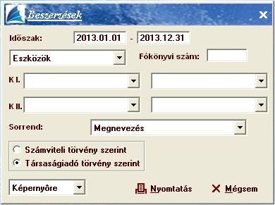 Leltár E menüpont a következőket