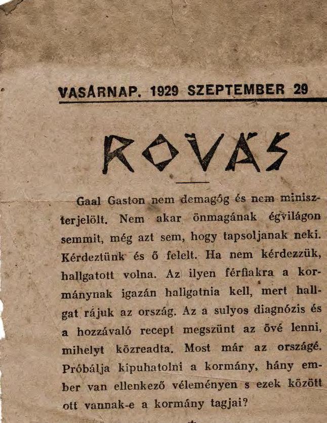 1929. Gaal Gaston ellenzéki politikus volt: