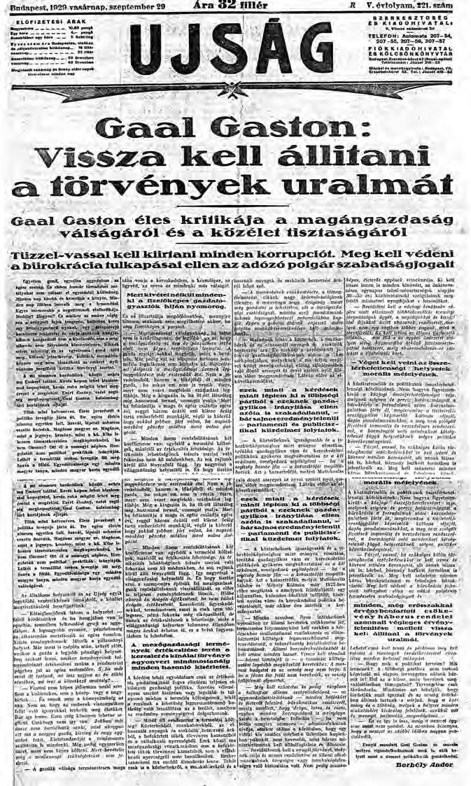 1929 a kormányzó párt