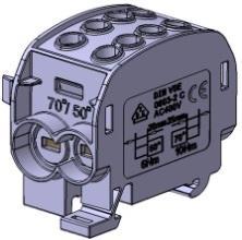 Fővezetéki-elágazó sorkapocs 35mm 2 (dupla blokk): bemenet 4x35 mm 2 ; kimenet 4x25mm 2 DIN VDE 0603-2 szerint 080220-0-4 1 1 egység egyenként 8 csatlakozó hellyel ( kivitel ("L") szürke 1 815 Ft