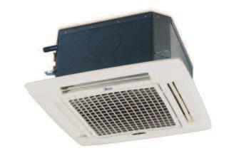 Kazettás fan coil-ok Felépítése Fan-coil-ok: kazettás típusú, függesztett álmennyezetre való telepítéshez, levegœbeszívás- és kifúvás közvetlenül a környezetbe. HŒcserélŒ: lamellás hœcserélœ.