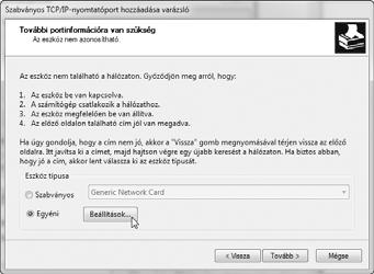 (2) (3) (1) 5 Válassza az [Egyeni] elemet, és klikkeljen a [Beállítások] gombra. (1) Válassza a [LPR]-t. (2) Adja meg: [lp]. (3) Klikkeljen az [OK] gombra.