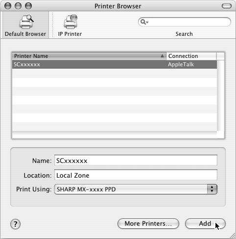MAC OS X 14 Konfigurálja a nyomtató meghajtót. A gép az IPP funkció segítségével is tud nyomtatni.