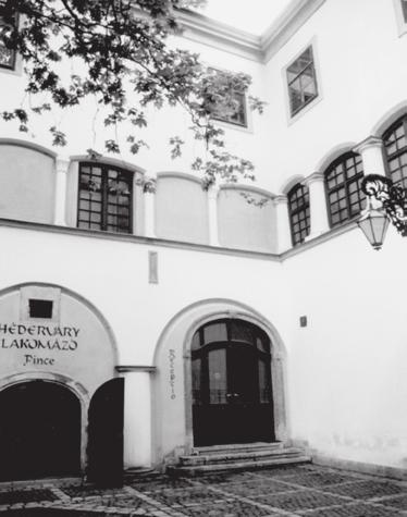 40 Hédervár, Győr megye 1578-as évszámú, Héderváry János nevét és címerét ábrázoló kőfaragvány a kastély főhomlokzatáról (Sedlmayr János rajza, 1985) A kaput magába foglaló szárnnyal szemben, a belső
