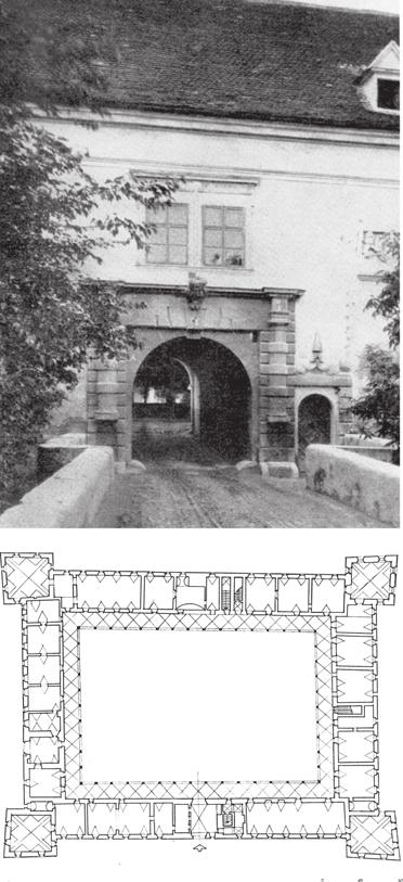 ), Sopron m. A felvonóhidas, kettős kapu képe (FREy 1929, 98) és földszinti alaprajz (ScHÖBEl STEInER 2005, XX.