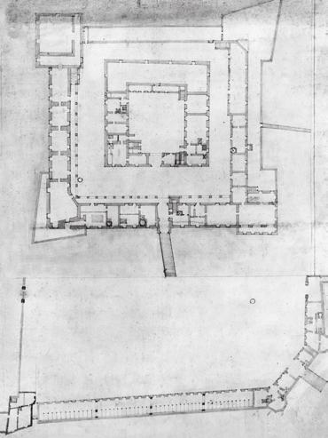 77 Lakompak (Lackenbach, A.), Sopron m. A kastély alaprajza 1740 körül, Johann Georg Wimpassinger uradalmi Bauinspektor rajza (Mol T. 2. Hg. Esterházy-lt. XXXIV. téka, no. 1491.