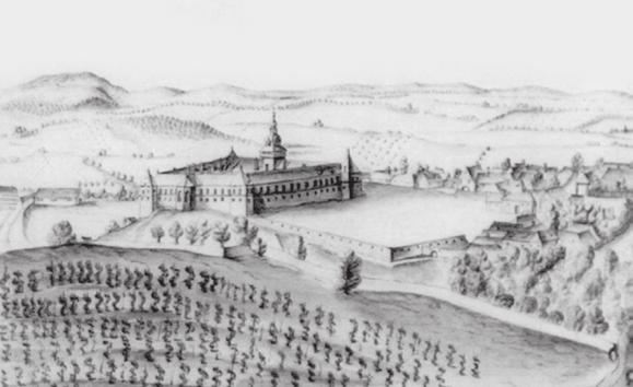 98 Rohonc (Rechnitz, A.), Vas m. A kastély és a város kelet felől Johann ledentu rajza, 1639 (KÖH Fotótár, K. 207.) reknek.