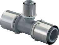 Uponor S-Press Uponor S-Press sűkített T-iom PPSU PPSU aapú csatakoó, rosamentes acé préshüveye. Préspofa-ütköőgyűrűve, nyomáspróbabitos kiviteben.