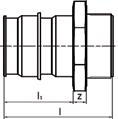 Uponor Q&E Uponor Q&E küsőmenetes csatakoó PL W Csatakoók anyaga sárgaré (DR). A küső menet megfee a DIN EN ISO 228-1 sabványnak. A Uponor Q&E gyűrűt küön ke megreneni! Wipex tömítő peree.