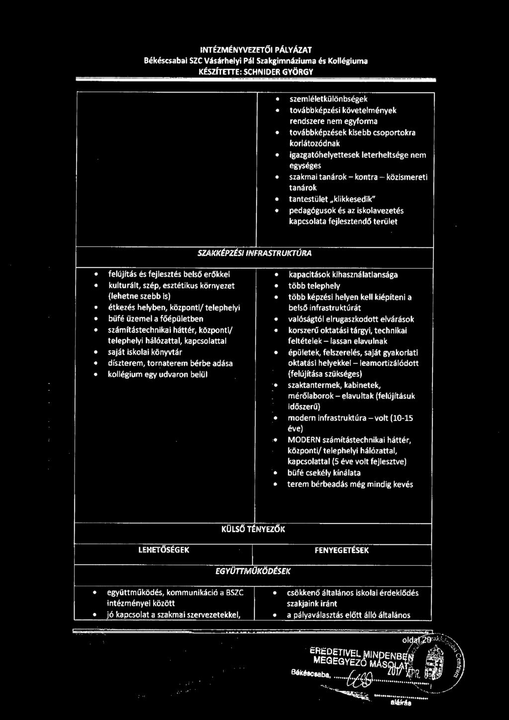 korlátozódnak igazgatóhelyettesek leterheltsége nem egységes szakmai tanárok- kontra - közismereti tanárok tantestület klikkesedik" pedagógusok és az iskolavezetés kapcsolata fejlesztendő terület