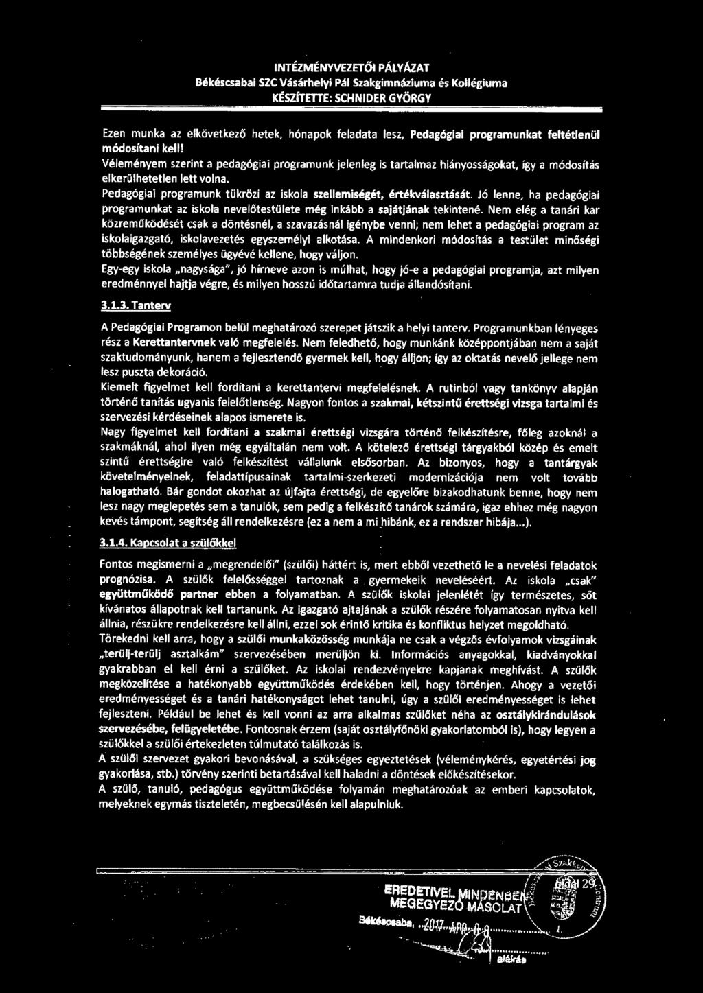 INTÉZMÉNYVEZETŐI PÁLYÁZ.